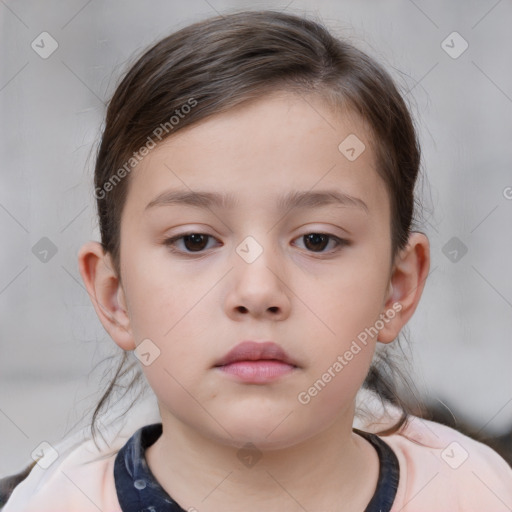 Neutral white child female with short  brown hair and brown eyes