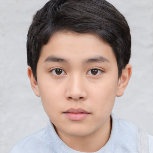 Neutral asian young-adult male with short  brown hair and brown eyes