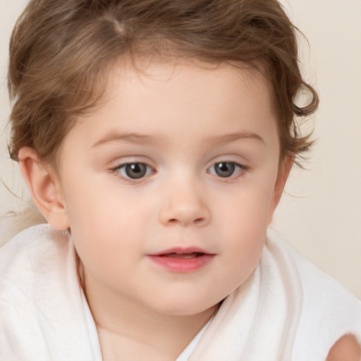 Neutral white child female with medium  brown hair and brown eyes