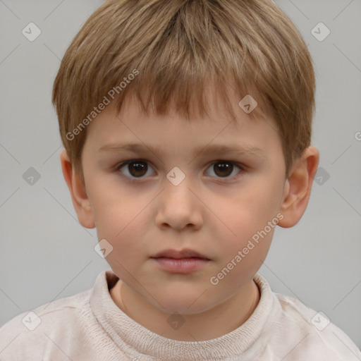 Neutral white child male with short  brown hair and brown eyes