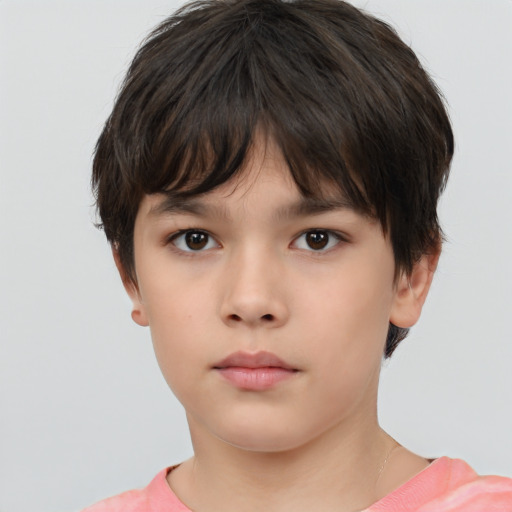 Neutral white child female with short  brown hair and brown eyes