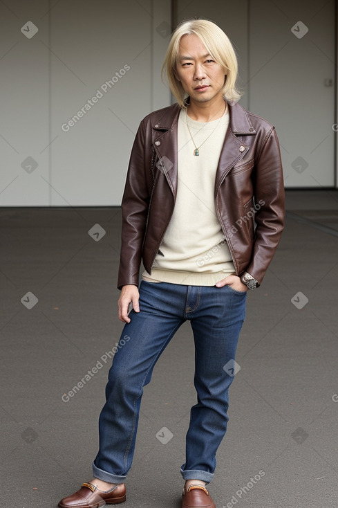 Japanese 45 years male with  blonde hair