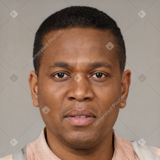 Neutral latino young-adult male with short  brown hair and brown eyes