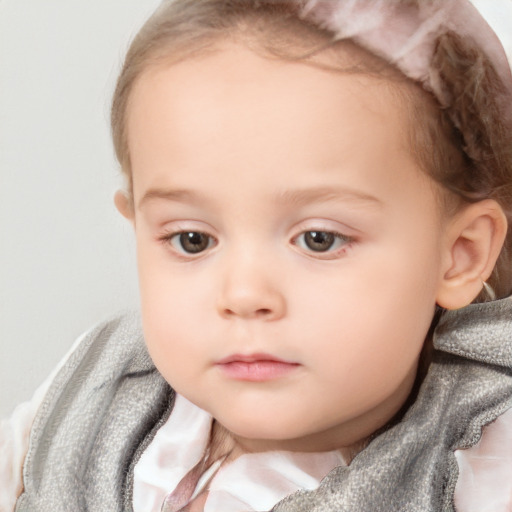 Neutral white child female with short  brown hair and blue eyes