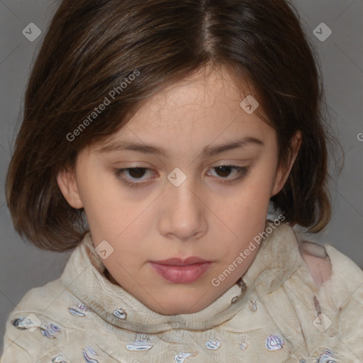 Neutral white child female with medium  brown hair and brown eyes