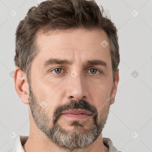 Neutral white adult male with short  brown hair and brown eyes