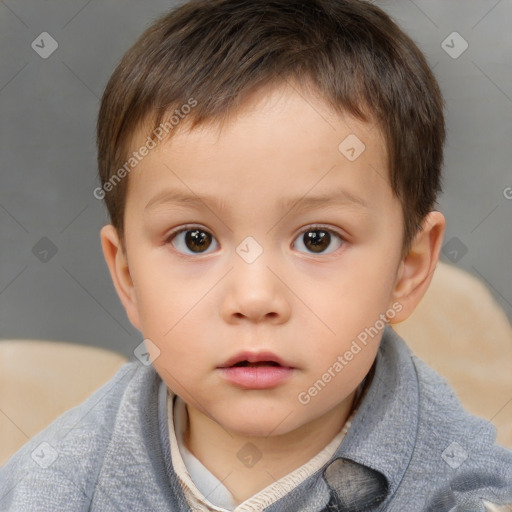 Neutral white child male with short  brown hair and brown eyes