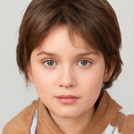 Neutral white child female with medium  brown hair and brown eyes