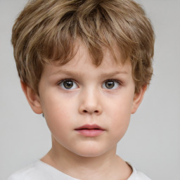 Neutral white child male with short  brown hair and brown eyes