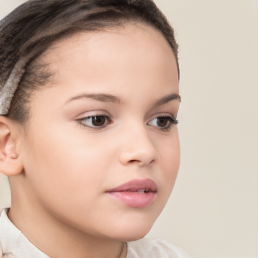 Neutral white child female with short  brown hair and brown eyes