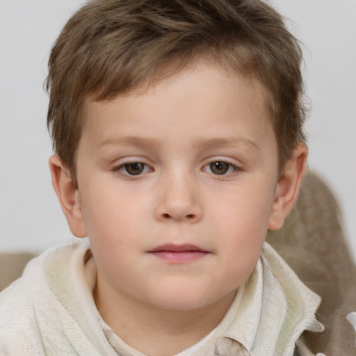 Neutral white child male with short  brown hair and brown eyes