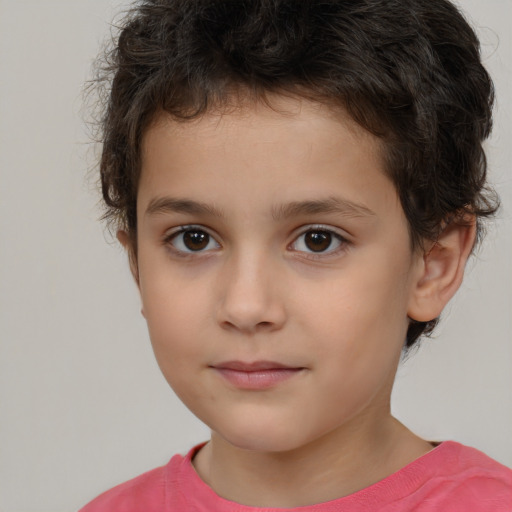 Neutral white child male with short  brown hair and brown eyes