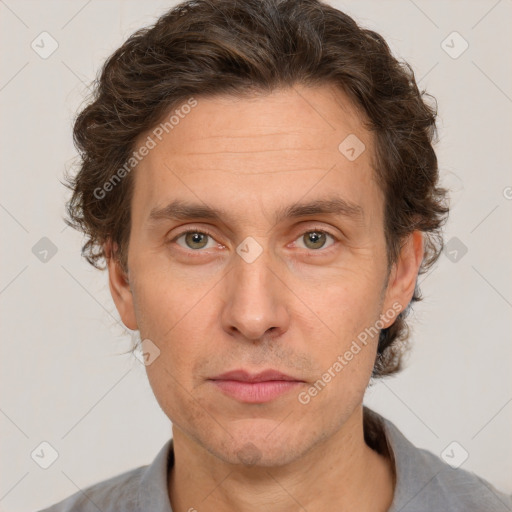 Neutral white adult male with short  brown hair and brown eyes