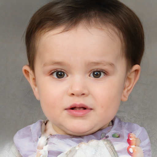 Neutral white child female with short  brown hair and brown eyes