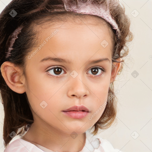 Neutral white child female with medium  brown hair and brown eyes