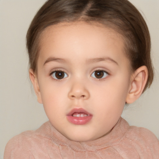 Neutral white child female with short  brown hair and brown eyes