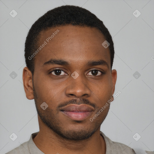 Neutral black young-adult male with short  brown hair and brown eyes