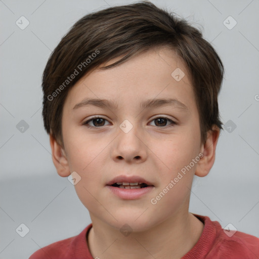 Neutral white child female with short  brown hair and brown eyes