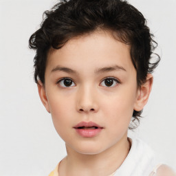 Neutral white child female with short  brown hair and brown eyes