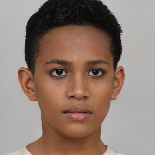 Neutral black young-adult female with short  brown hair and brown eyes