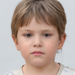 Neutral white child female with short  brown hair and brown eyes