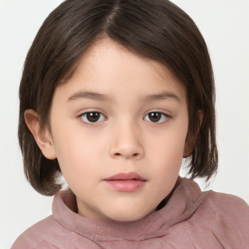 Neutral white child female with medium  brown hair and brown eyes