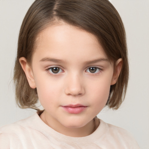 Neutral white child female with medium  brown hair and brown eyes