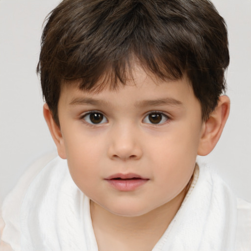 Neutral white child male with short  brown hair and brown eyes