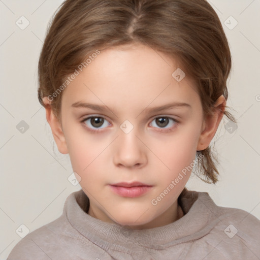 Neutral white child female with medium  brown hair and brown eyes