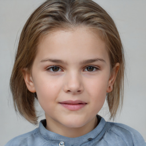 Neutral white child female with medium  brown hair and brown eyes