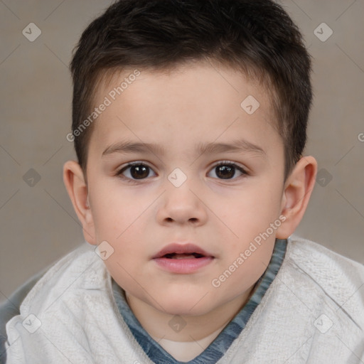 Neutral white child male with short  brown hair and brown eyes