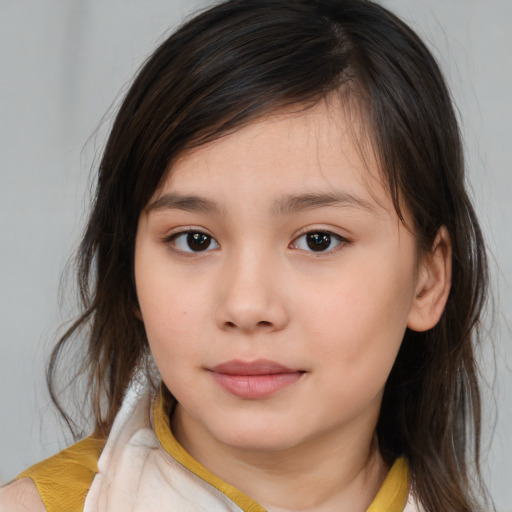 Neutral white child female with medium  brown hair and brown eyes