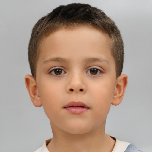 Neutral white child male with short  brown hair and brown eyes