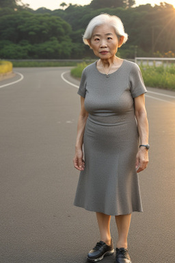 Taiwanese elderly female with  gray hair