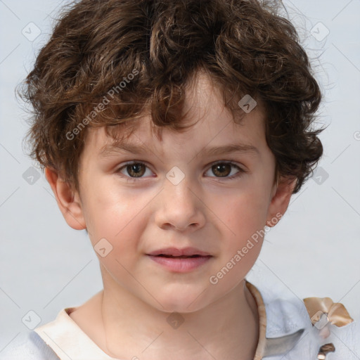 Neutral white child male with short  brown hair and brown eyes