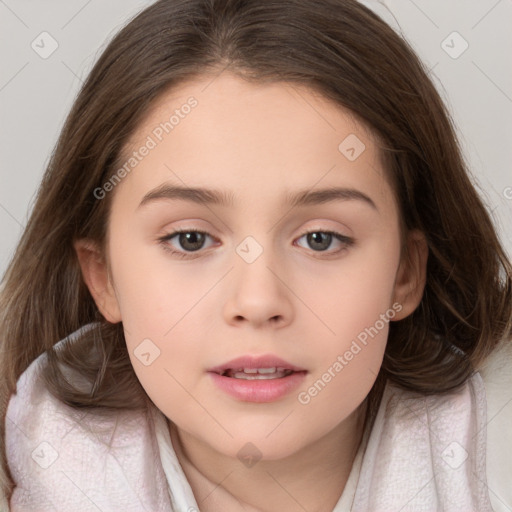 Neutral white child female with medium  brown hair and brown eyes