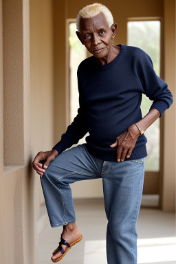 Tanzanian elderly male with  blonde hair