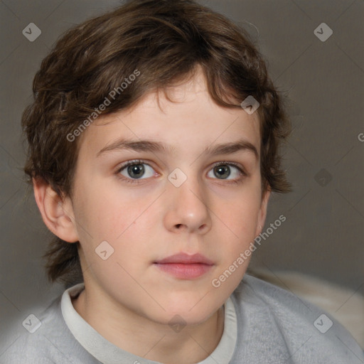 Neutral white child female with short  brown hair and brown eyes