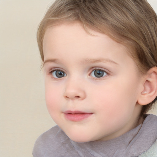 Neutral white child female with short  brown hair and brown eyes