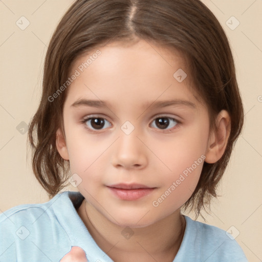 Neutral white child female with medium  brown hair and brown eyes