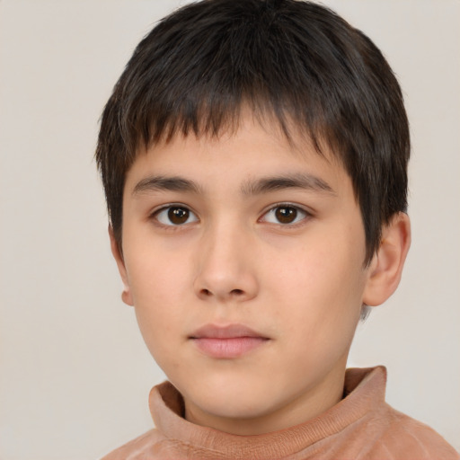 Neutral white child male with short  brown hair and brown eyes