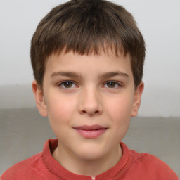 Neutral white child male with short  brown hair and brown eyes