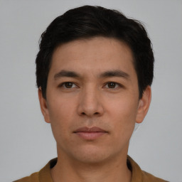 Neutral asian young-adult male with short  brown hair and brown eyes