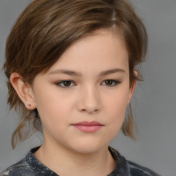 Neutral white child female with medium  brown hair and brown eyes