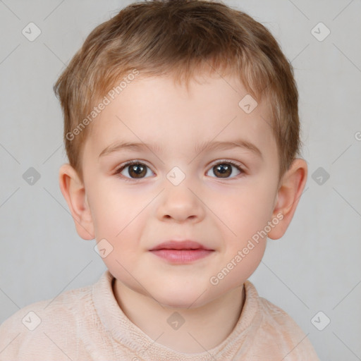 Neutral white child male with short  brown hair and brown eyes