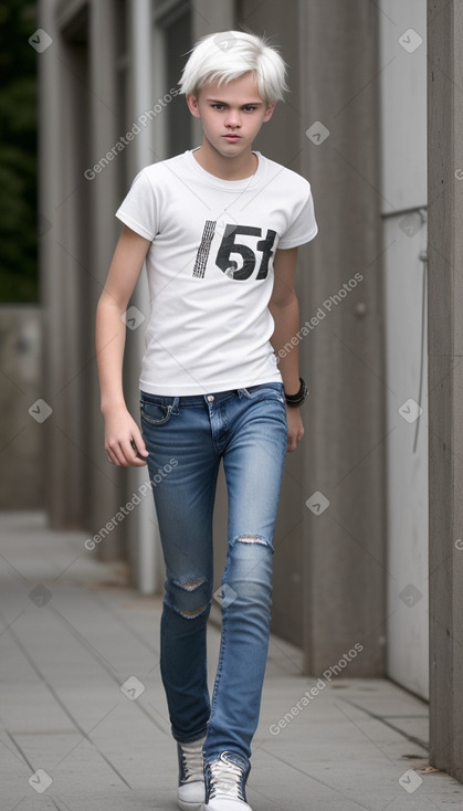 Swiss teenager boy with  white hair