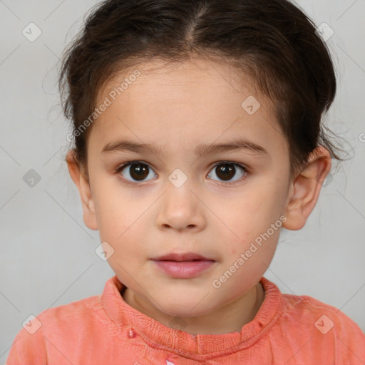 Neutral white child female with short  brown hair and brown eyes