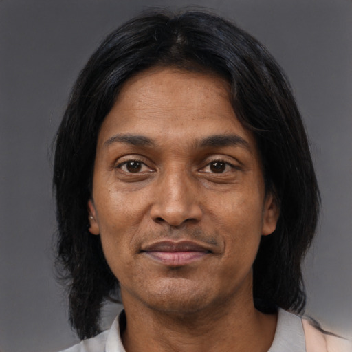 Joyful asian adult male with medium  black hair and brown eyes
