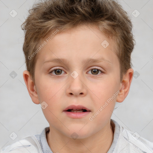 Neutral white child male with short  brown hair and brown eyes