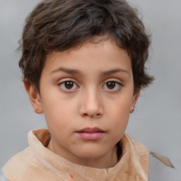 Neutral white child female with short  brown hair and brown eyes